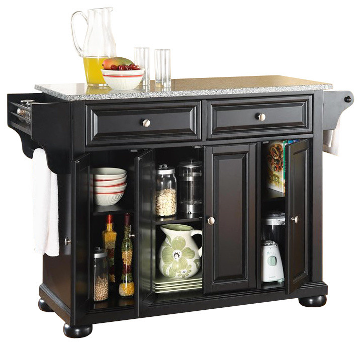 Alexandria Solid Granite Top Kitchen Island Traditional Kitchen