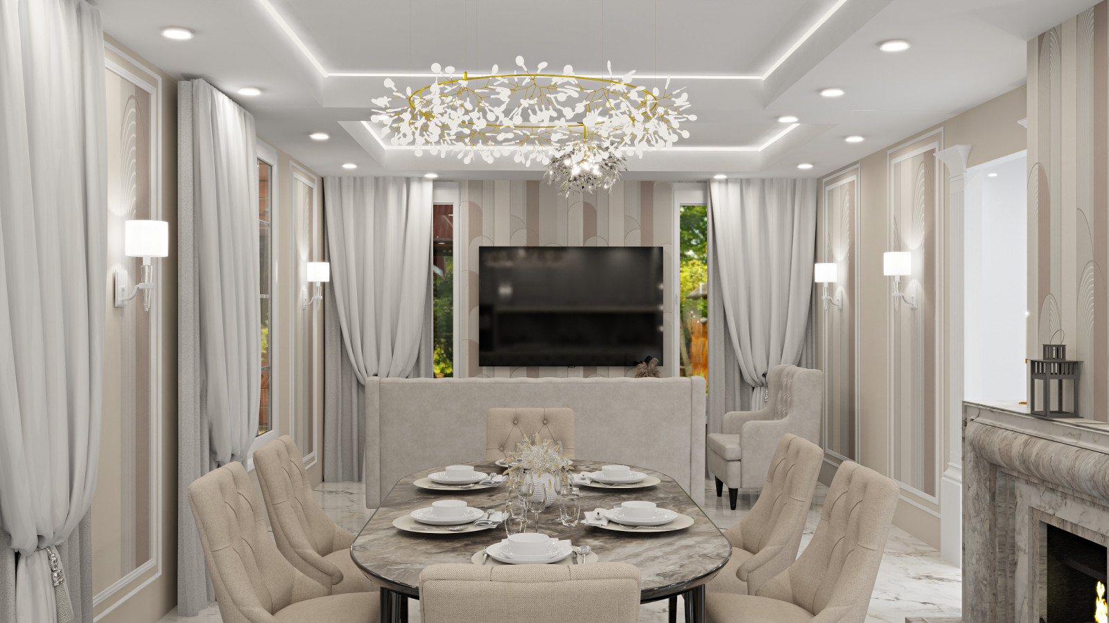 Проект кухни-гостиной и мастер ванной в частном доме