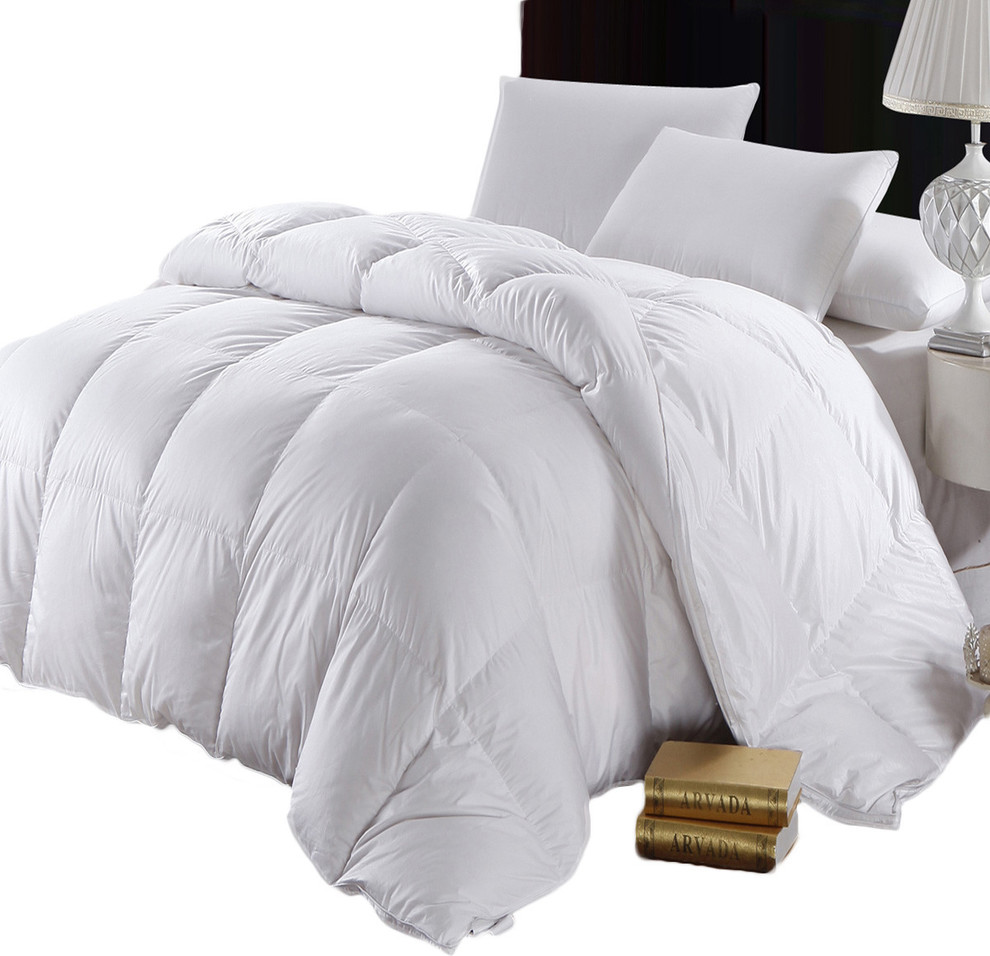 Solid White Siberian Goose Down Comforter, Full/Queen Contemporary