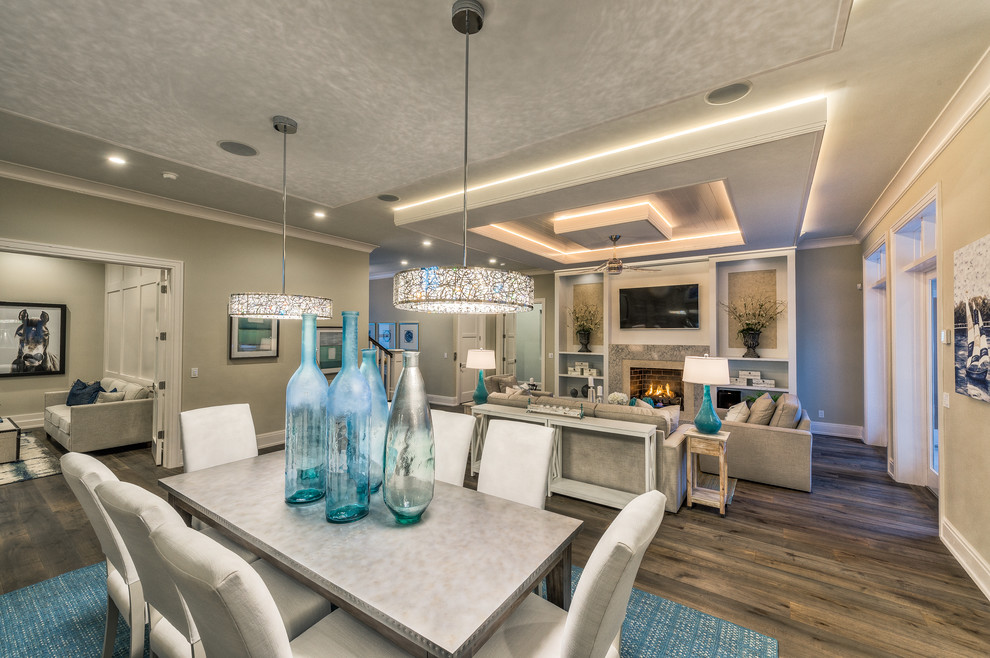 Example of a transitional dining room design in Miami