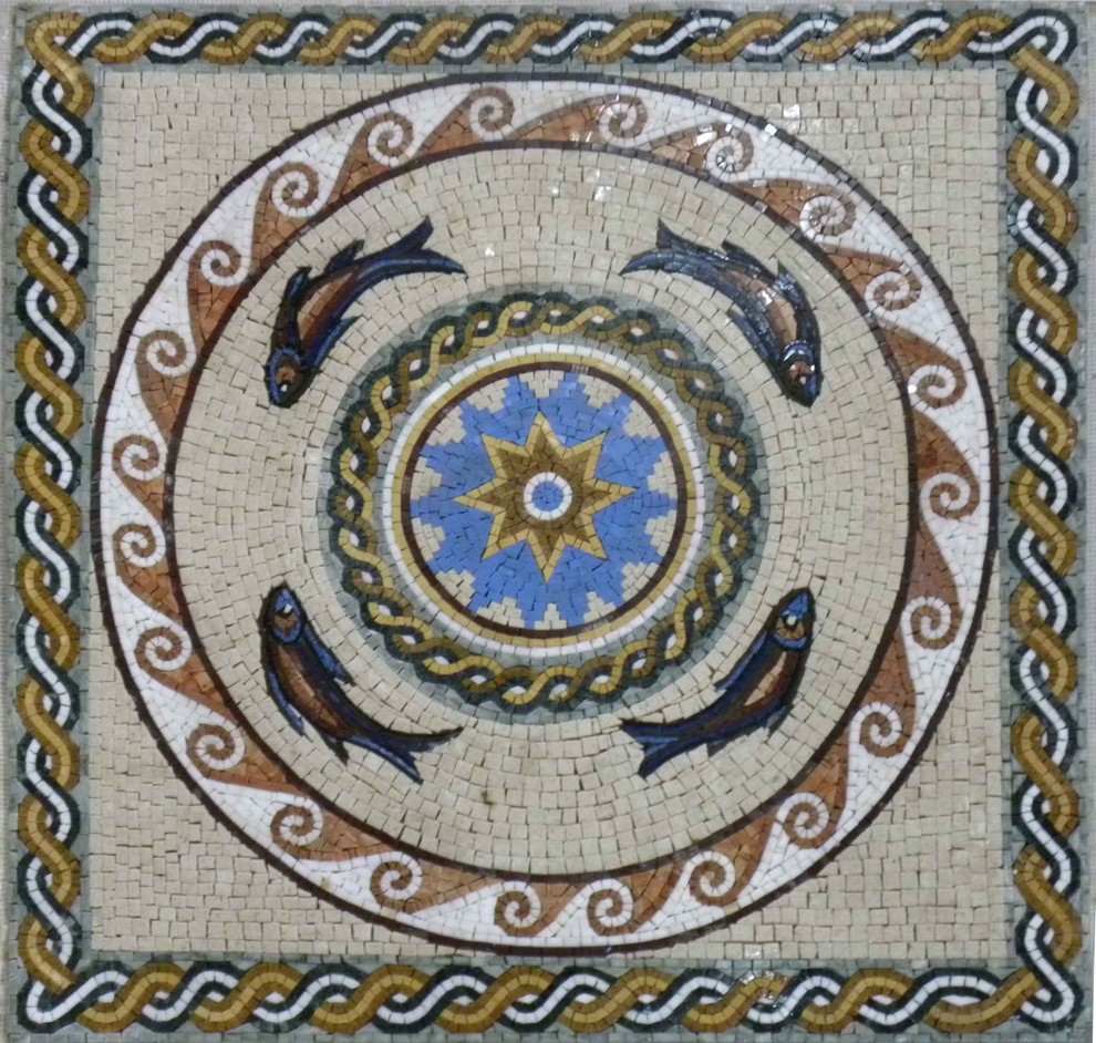Nautical Geometric Mosaic, 63" x 63" - Beach Style - Tile Murals - by ...