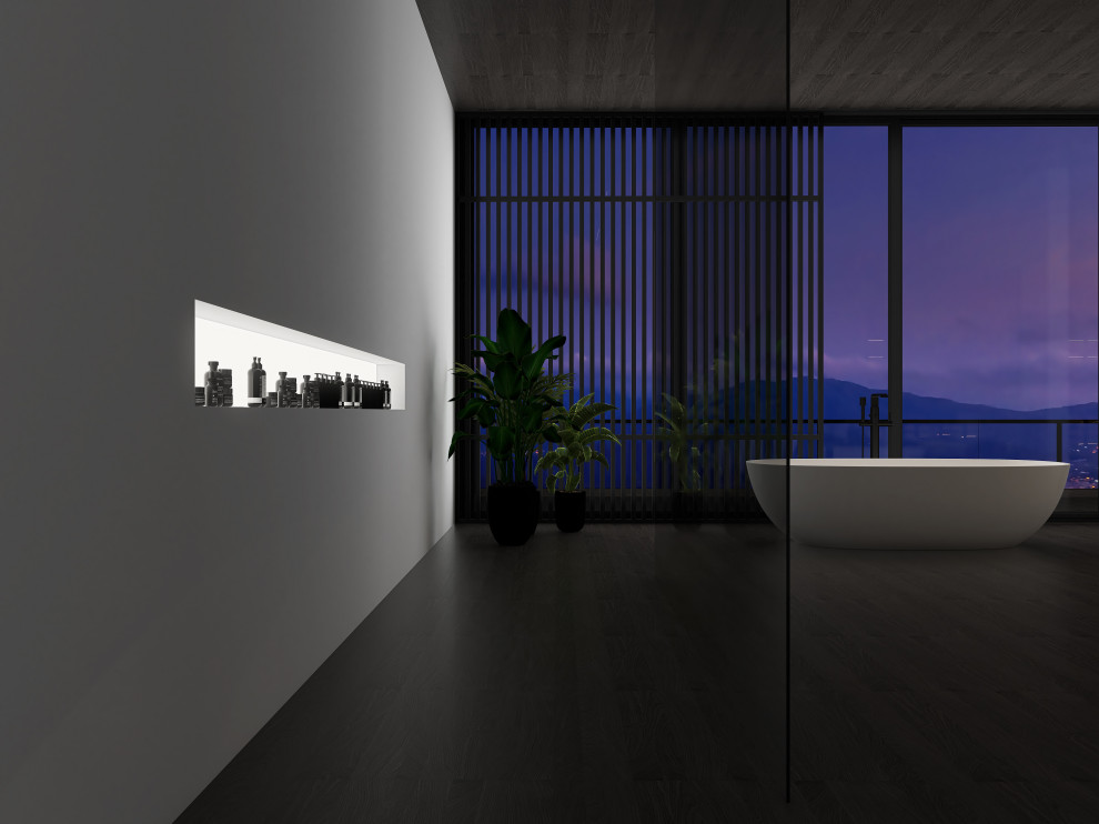 Спальня с атмосферой спокойствия  интерьер мастер блока спальни с ванной