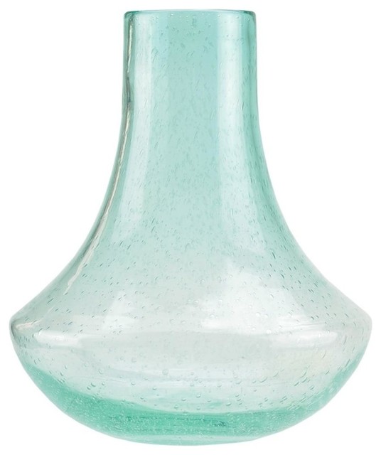 11 5 Light Blue Inverted Mushroom Shaped Hand Blown Bubble Glass