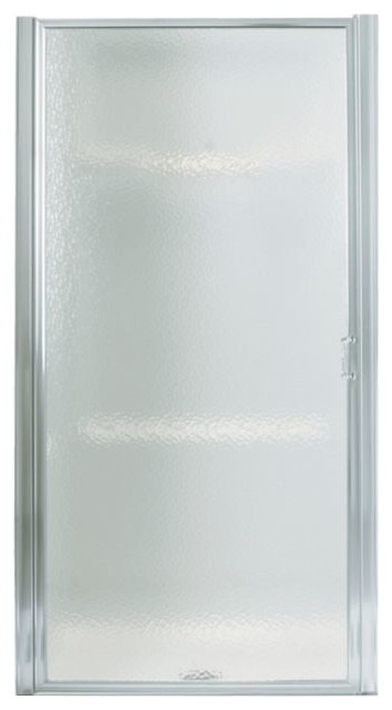 34 5 36 X64 Framed Pivot Shower Door Silver Hammered Glass