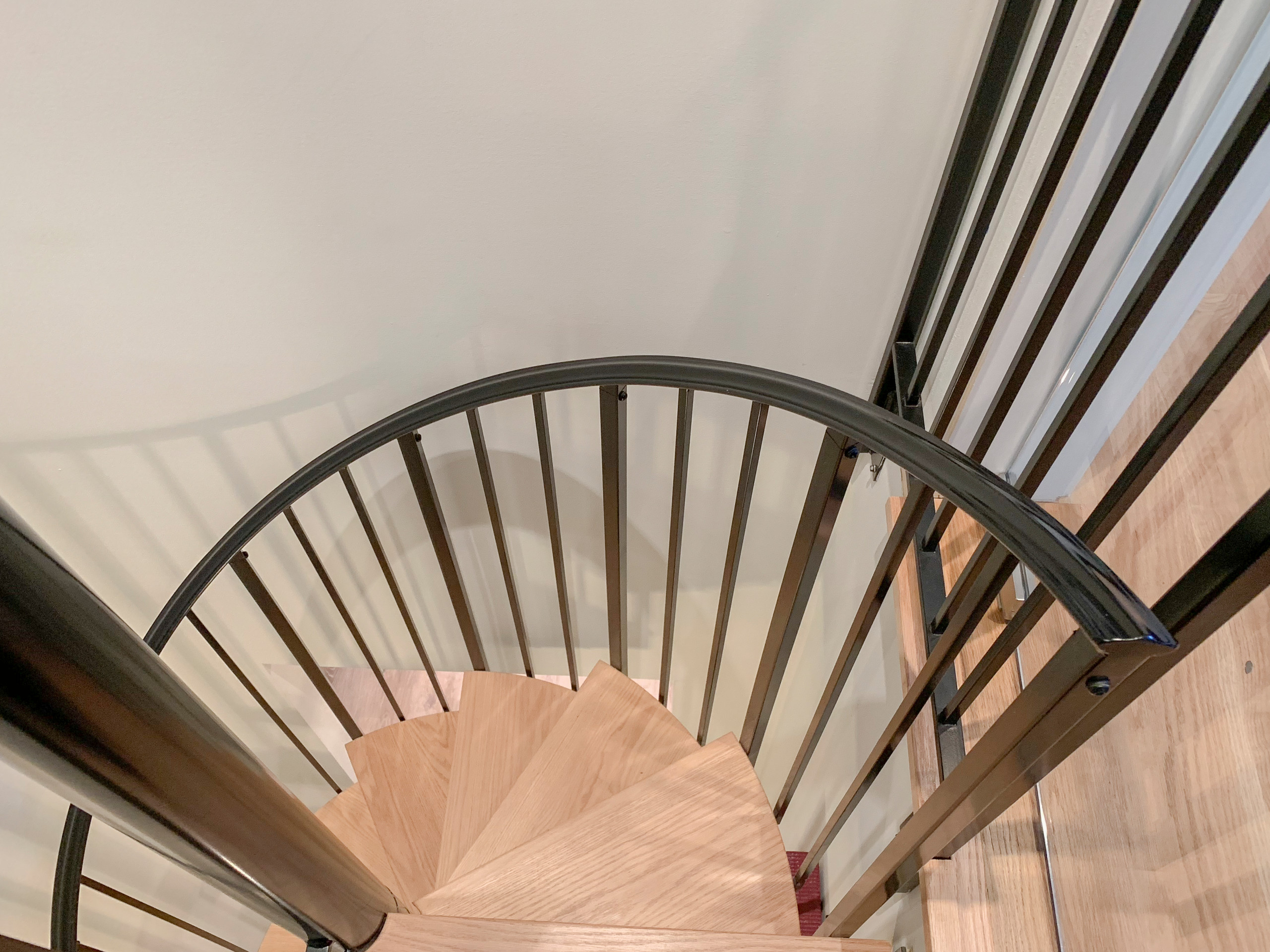 62_Natural Wood Treads & Jet-Black Metal Custom Spiral Stairway, Bethesda MD 208