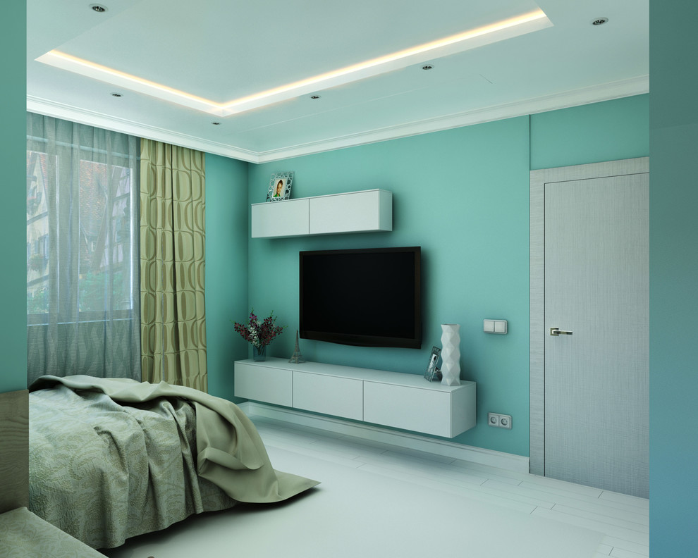 Яркая спальня ы современном стиле