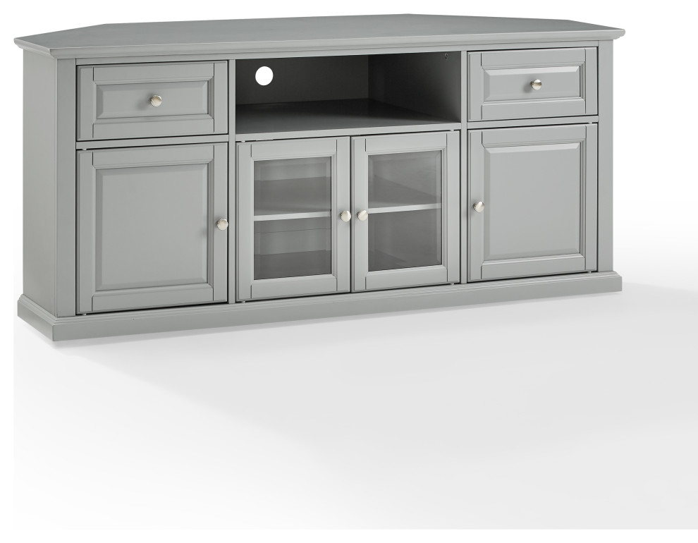 60" Corner Tv Stand Gray Transitional Entertainment Centers And Tv Stands by Crosley Houzz
