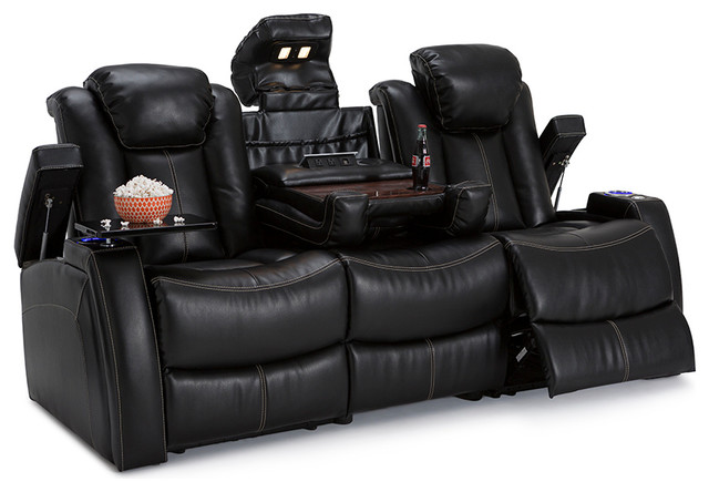 Seatcraft Omega Leather Gel Home Theater Seating Recline Sofa Seatcraft Omega Leather Gel Home Theater Seating Recline Sofa Black