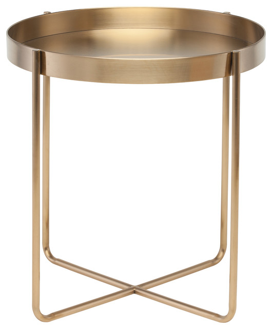 Gaultier Side Table Modern, Round Gold Side Table