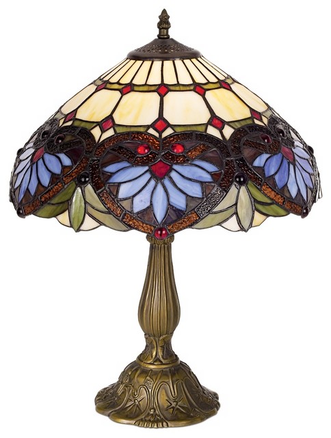 Heart Motif Art Glass 22" High Table Lamp