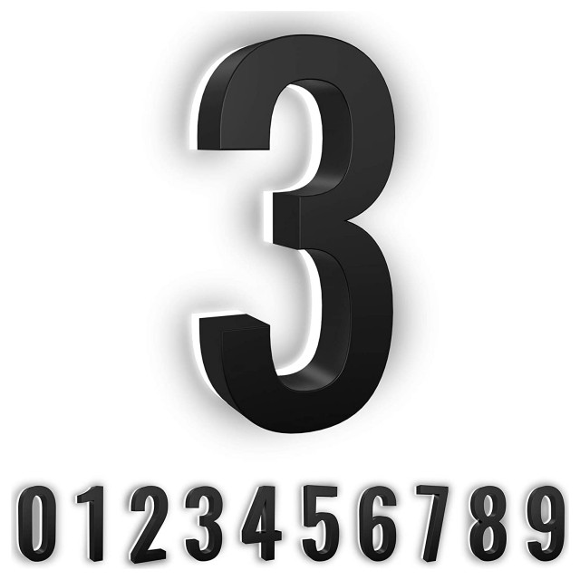 Address Numbers, 7-in. Durable ABS-Polymer, Black, 3