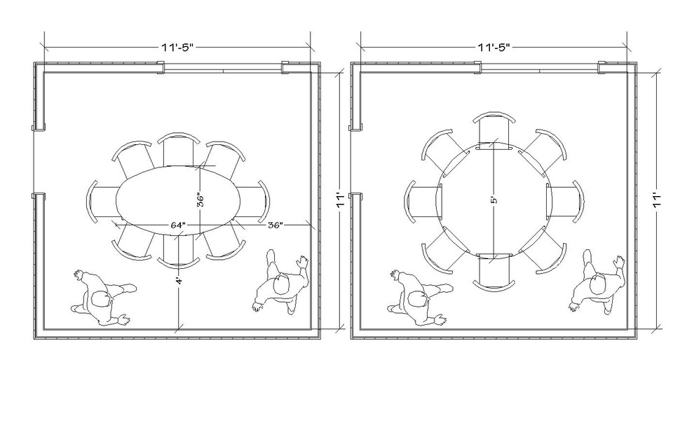 What Size Dining Tables Work Well In A 12x12 Dining Room Round Recta