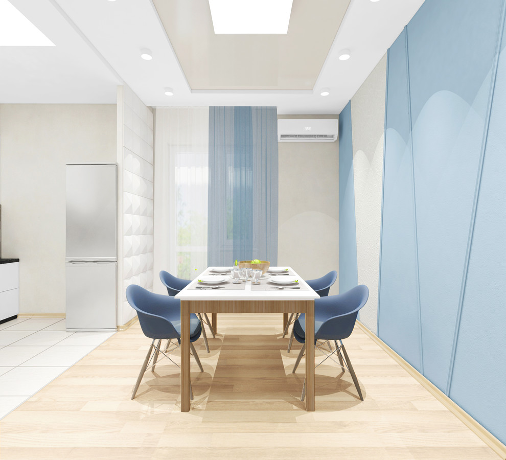 Светлый интерьер квартиры в голубых тонах