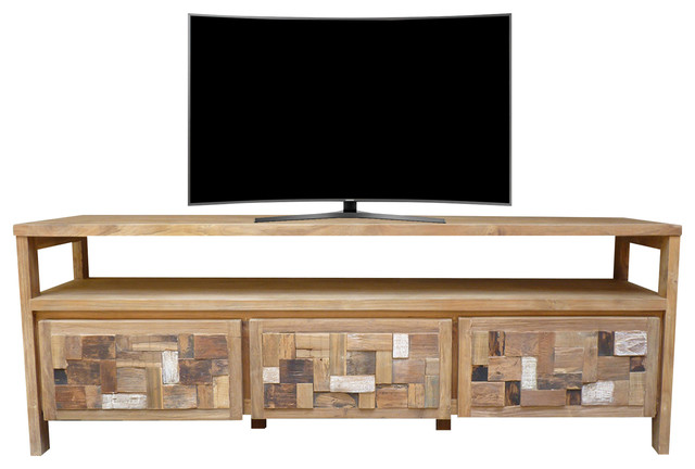 Recycled Teak Wood Mosaic Media Center, Buffet 3 Drawer - Rustic -  Entertainment Centers And Tv Stands - by Chic Teak | Houzz