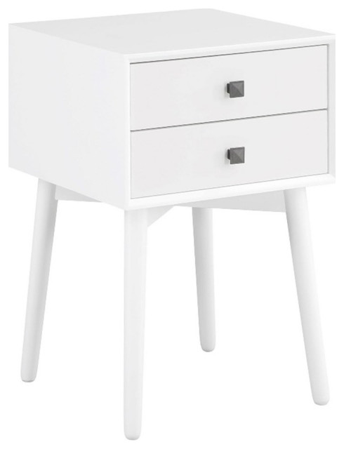 Furniture of America Alto Mid-Century Wood 2-Drawer Side Table in White
