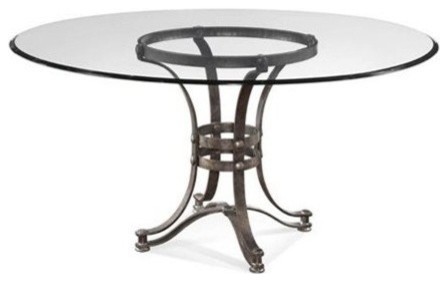 Bassett Mirror Tempe Round Dining Table D2660 700 095ec Bassett Mirror Tempe 60 Inch Round Glass Dining Table W Metal Base