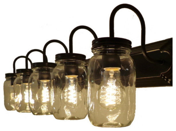 Mason Jar Vanity Fixture, 5-Light