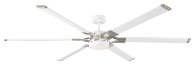 Monte Carlo Loft 72" Ceiling Fan With LED Matte White / Brushed Steel