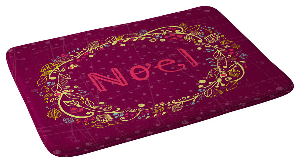 Rachael Taylor Noel Wreath Purple Memory Foam Bath Mat, 34"x21