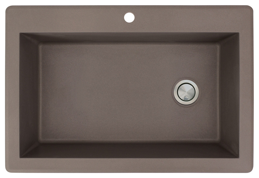 Radius 33" silQ Granite Single Bowl Kitchen Sink with 1 Hole in Espresso