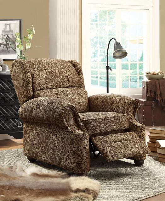 Recliner in Damask Pattern Fabric