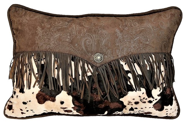 Caldwell Fringed Cow Print Envelope Accent Pillow Contemporary