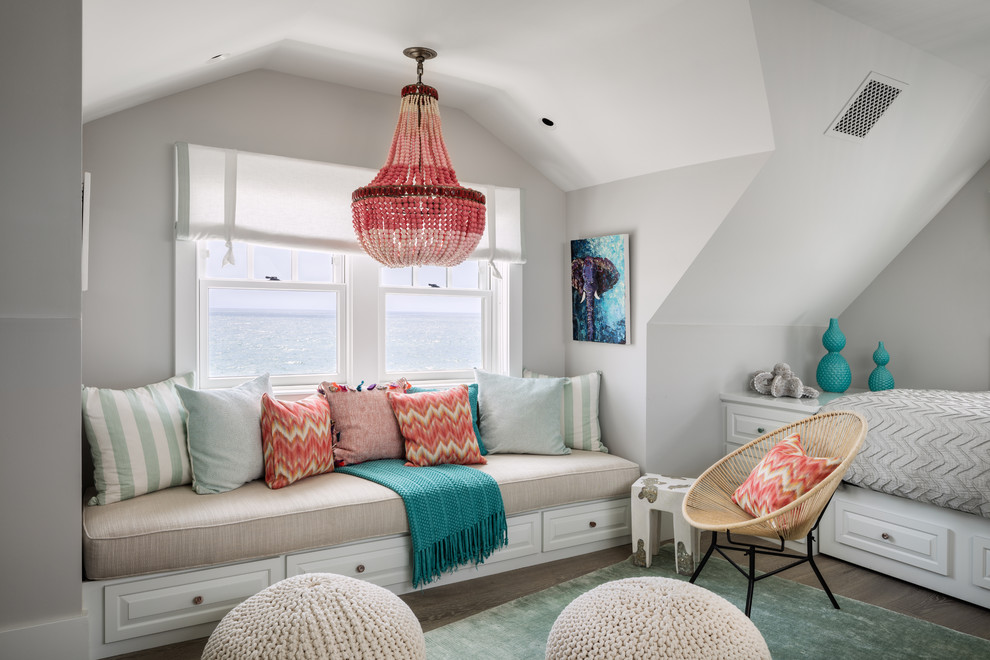 Design ideas for a beach style bedroom in New York.