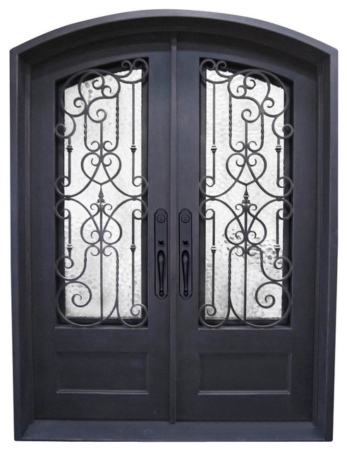 Estrella 72"x96" Wrought Iron Door, 8" Jamb, Aged Bronze Patina, Left Hand