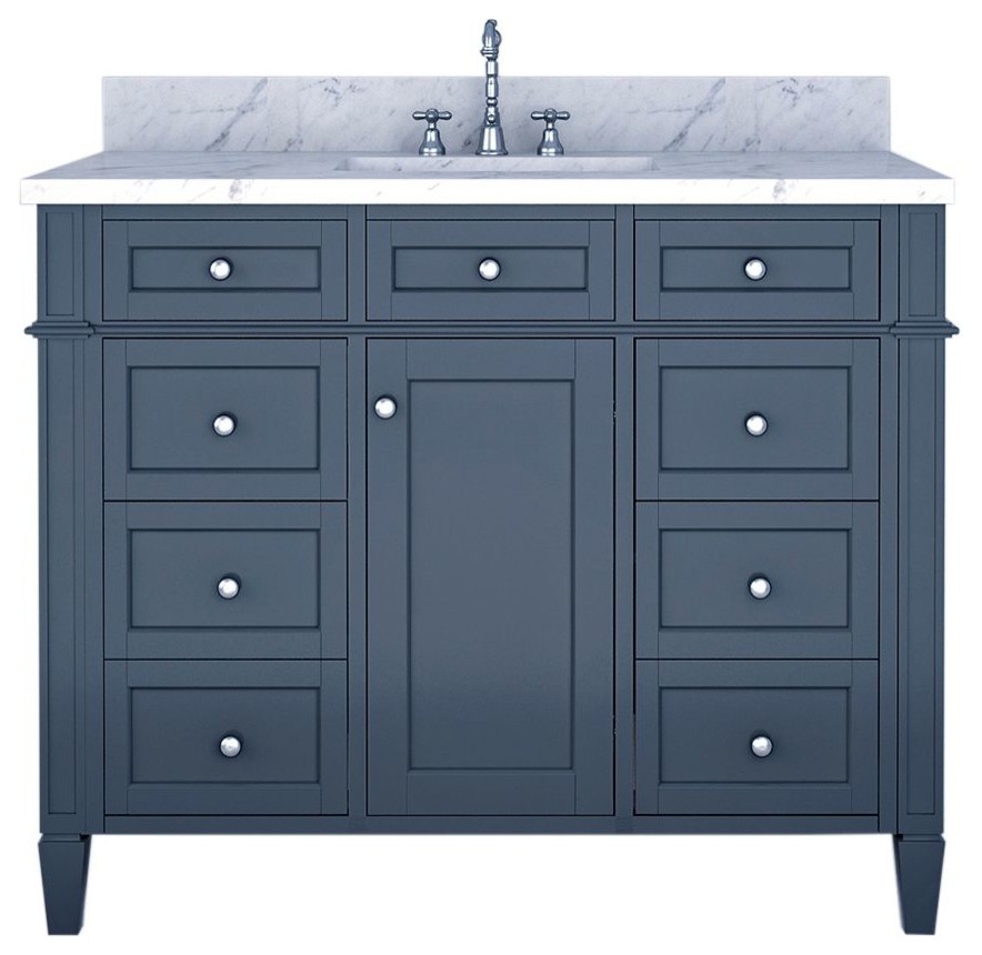 Allentown 42" Single Bathroom Vanity, Gray Transitional Bathroom
