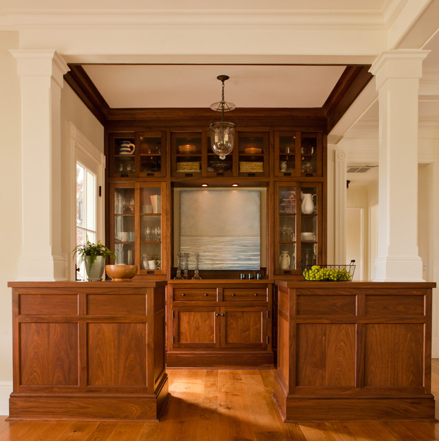 Walnut Butler's Pantry beach-style-dining-room