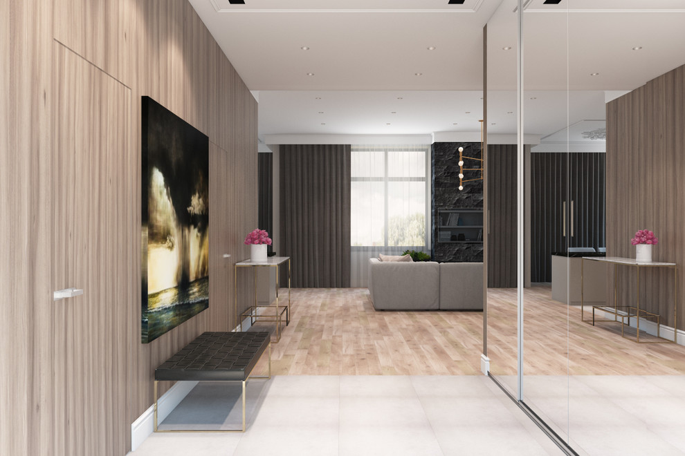 Гостиная с кухней в загородном доме