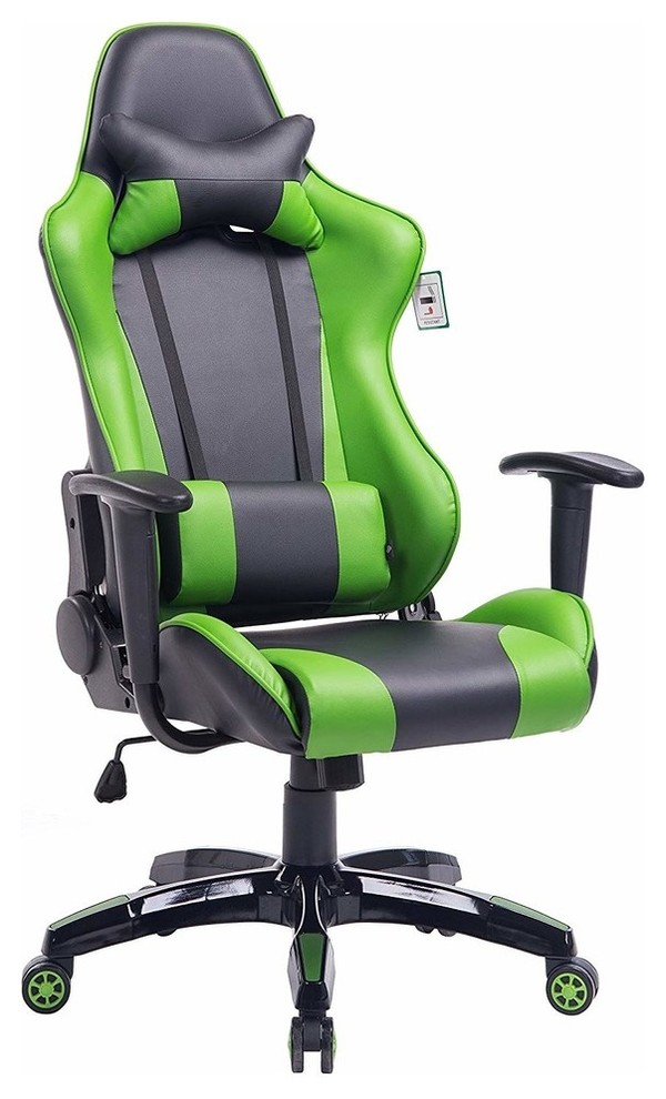 Modern Gaming Chair, PU Leather, Removable Headrest Pillow and Lumbar Cushion - Modern - Gaming 