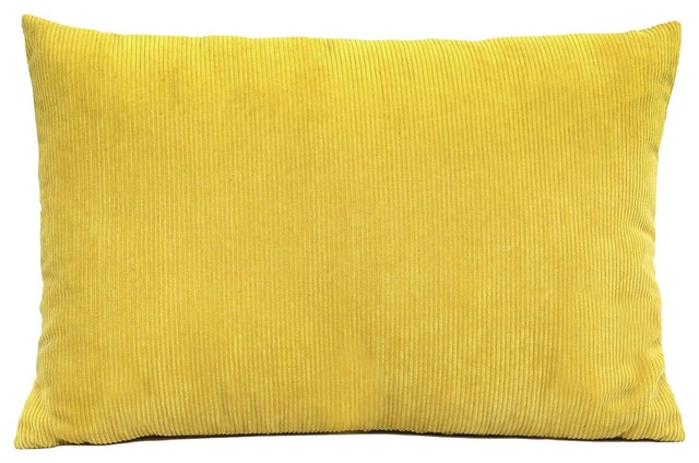 Stratton Home Decor Yellow Cordoroy Lumbar Pillow
