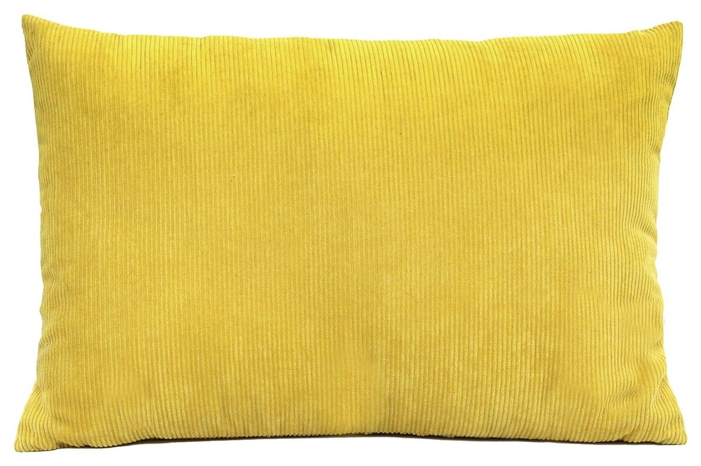 Stratton Home Decor Yellow Cordoroy Lumbar Pillow