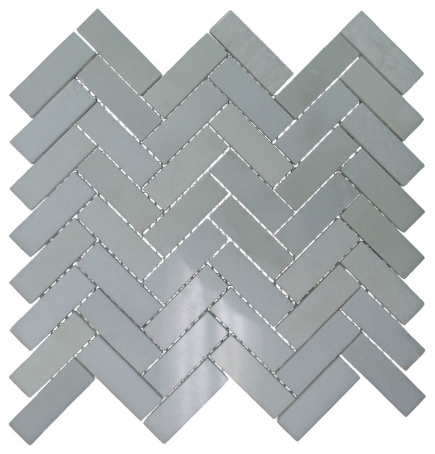 Polished Marble Herringbone Mosaic Tile, 12