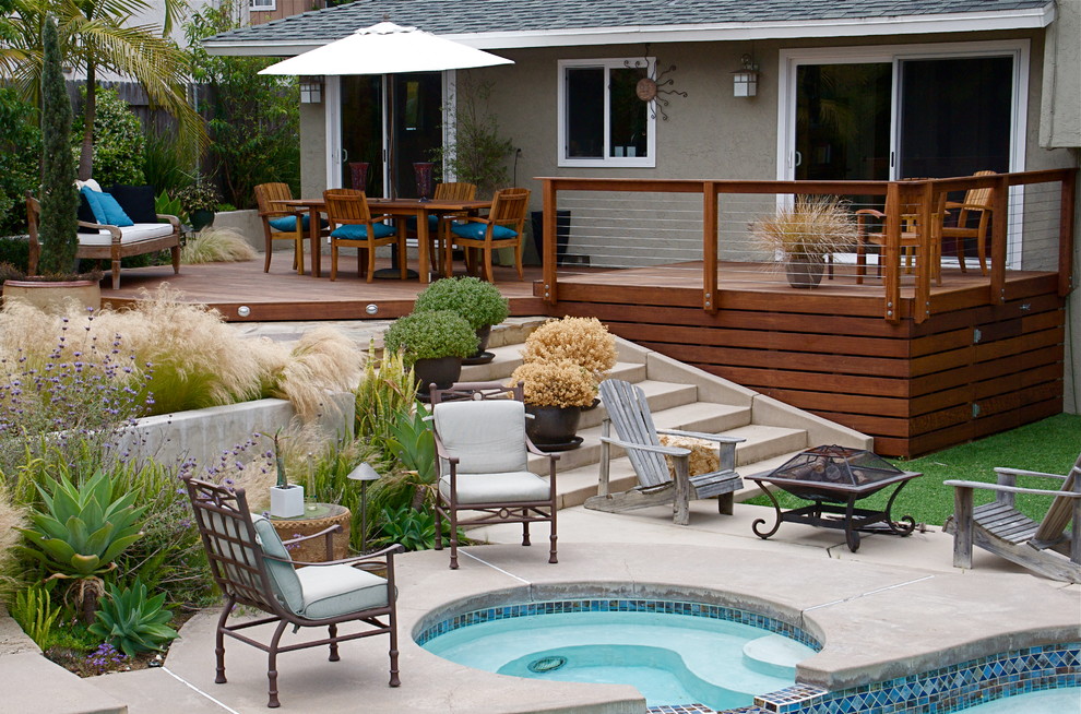 This is an example of a contemporary deck in San Diego with no cover.