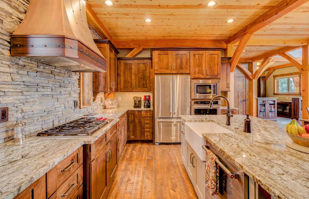 Example of a mountain style kitchen design in Denver
