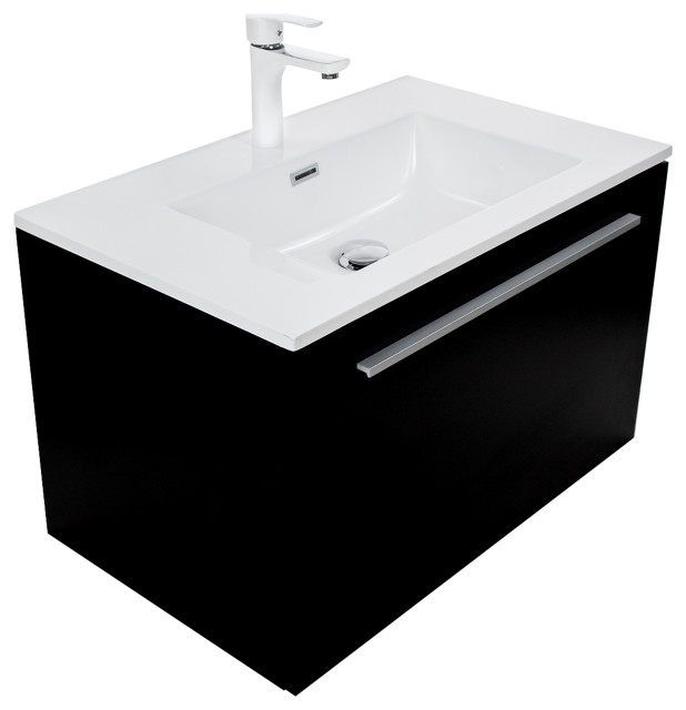 Wall Mounted Single Bathroom Vanity, Acrylic Top, 30" Modern Bathroom Vanities And Sink