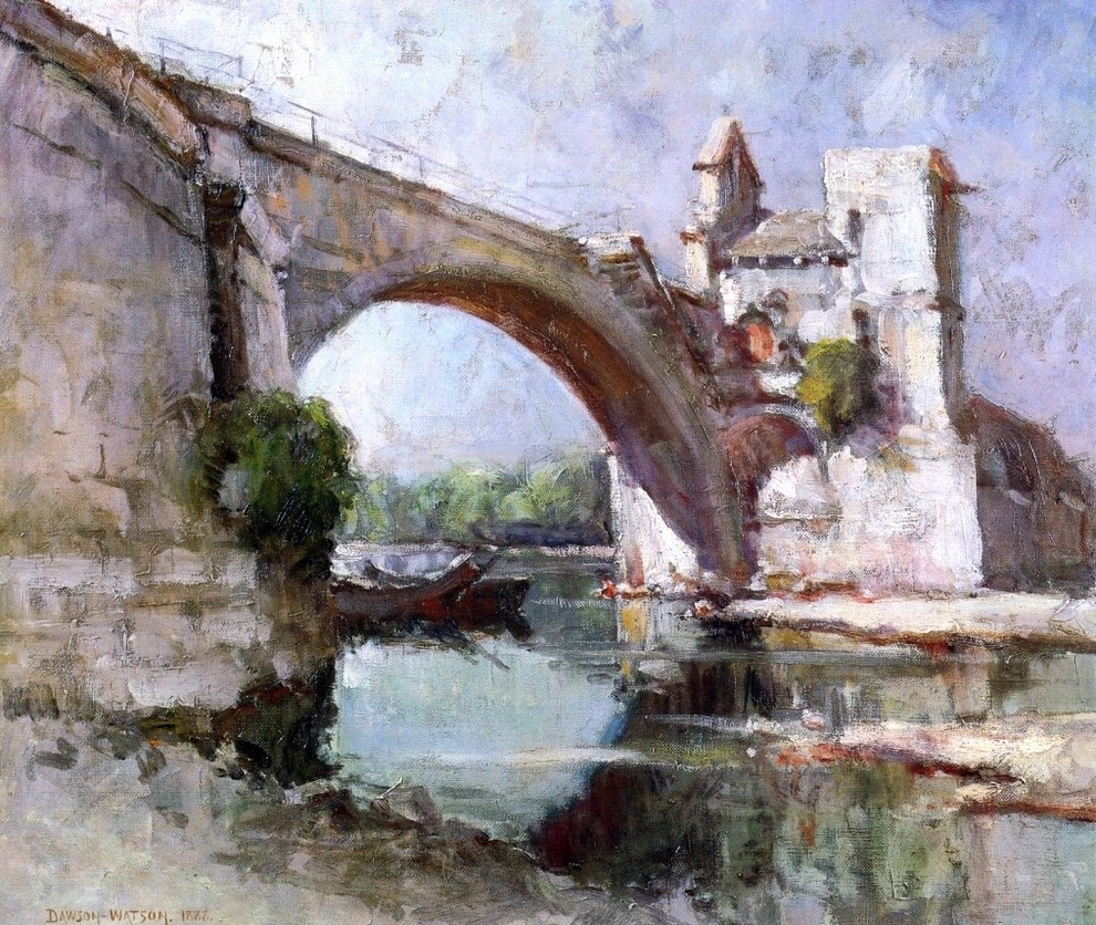 Dawson Dawson-Watson A Bridge at Avignon - 20" x 25" Premium Canvas Print