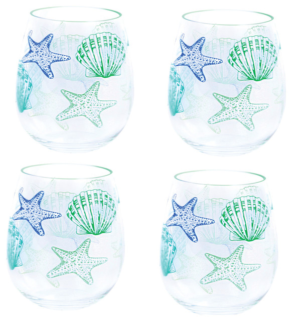 DEI Acrylic Shell Stemless Wine Glasses, Set of 4 Wine Glasses Houzz