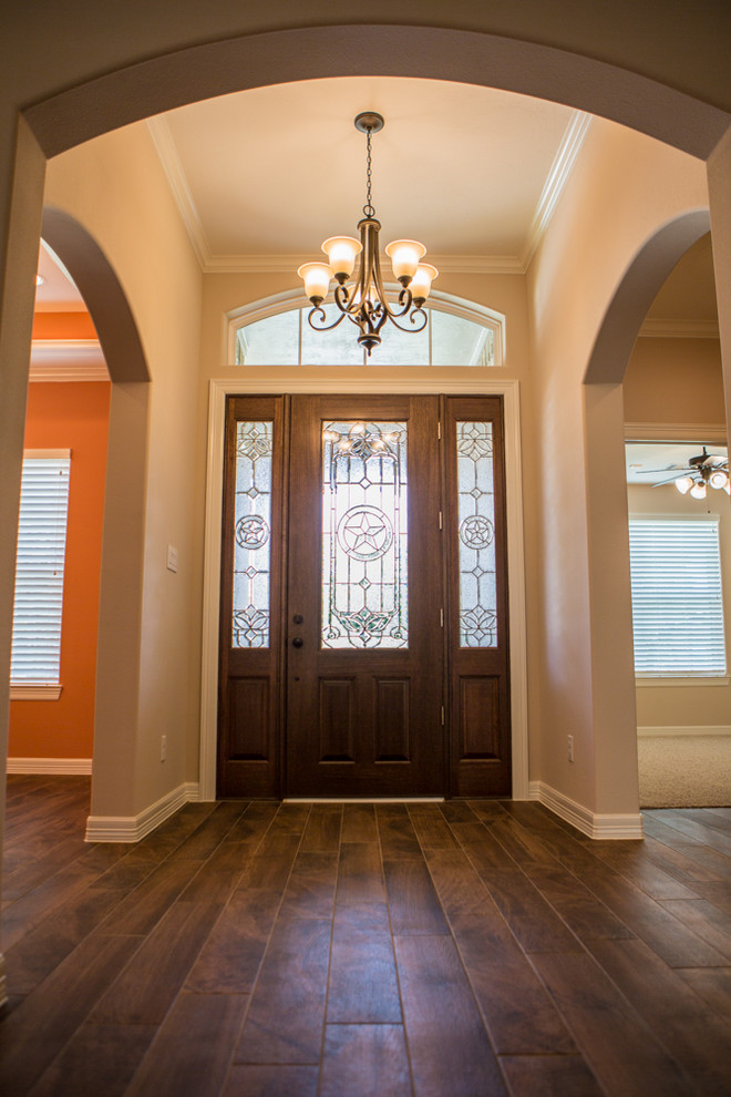 Inspiration for a rustic entryway remodel in Houston