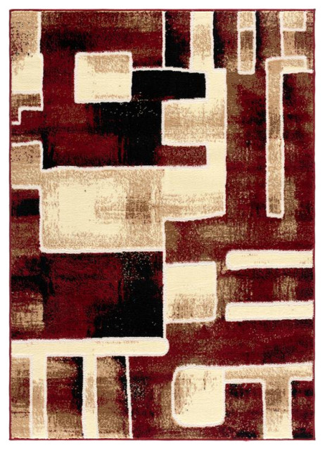 L'Baiet Samara Abstract Red Graphic 8' x 10' Fabric Area Rug