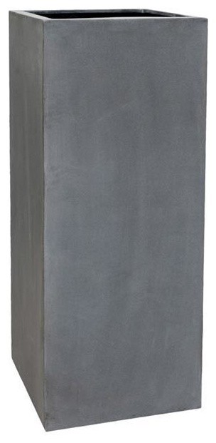 Tall Fiberstone Square Grey Planter, 120x50x50 CM