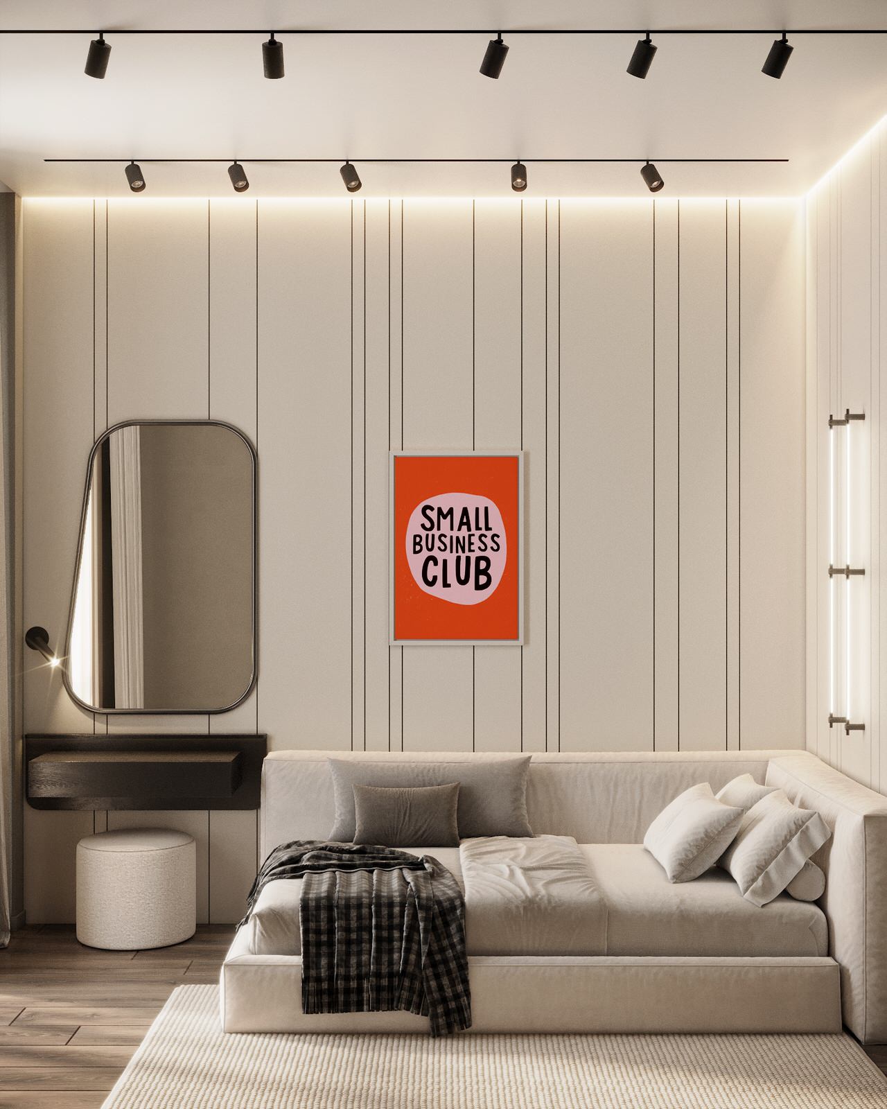 Монохромная квартира с террасой.