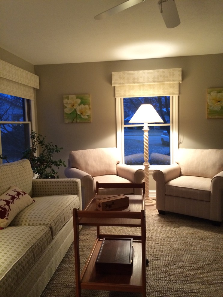 Example of a large transitional home design design in Indianapolis