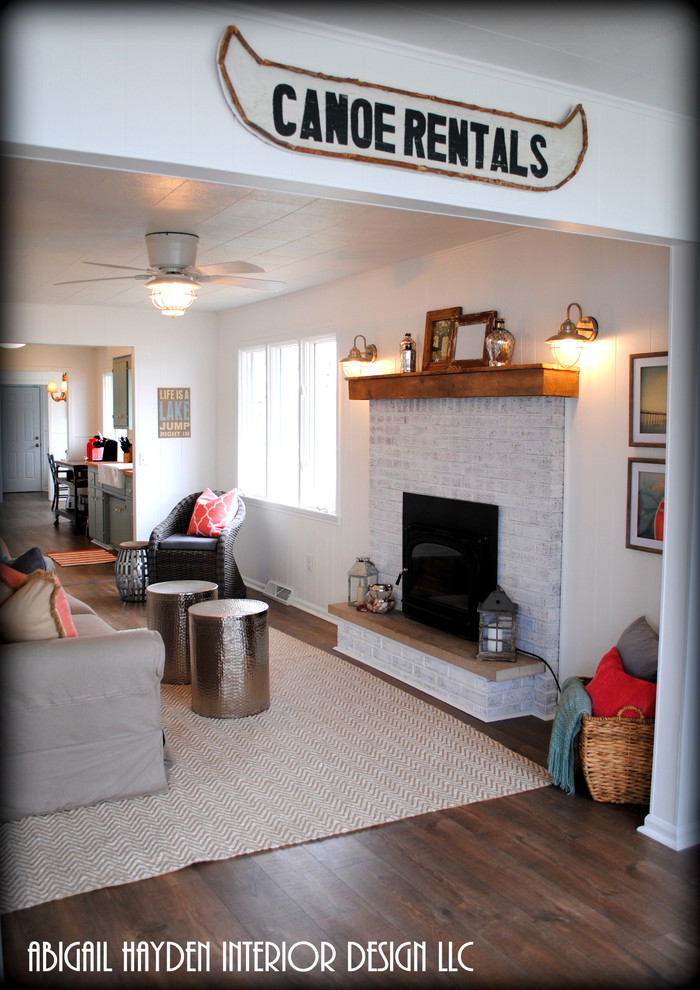 Photo of a beach style family room in Grand Rapids.