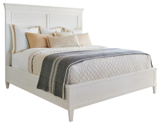 Royal Palm Louvered Bed Beach Style, Lexington King Size Square Platform Contemporary Bed