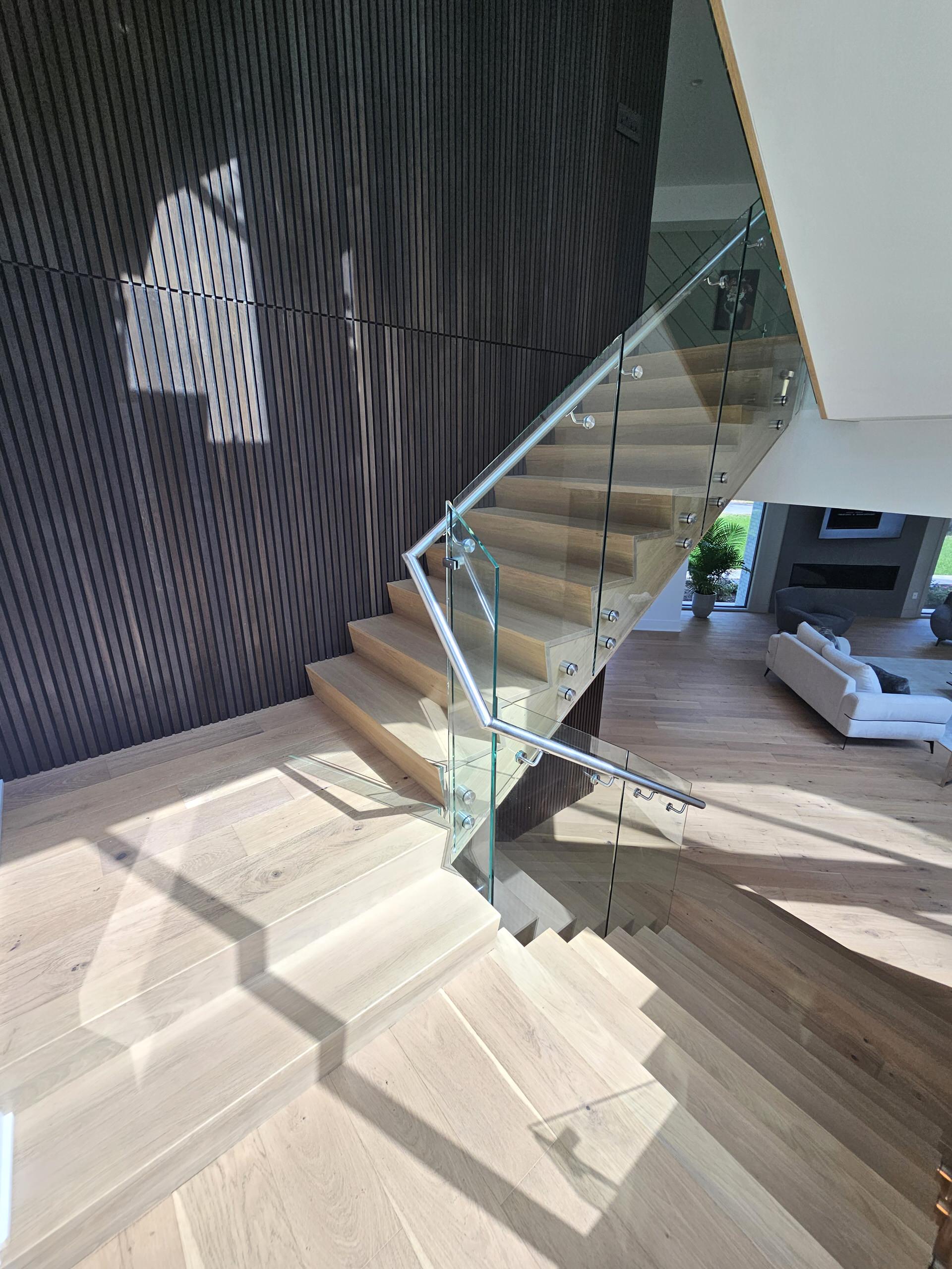 129_White Oak Slanted Riser Modern Stair, Mclean, VA 22102
