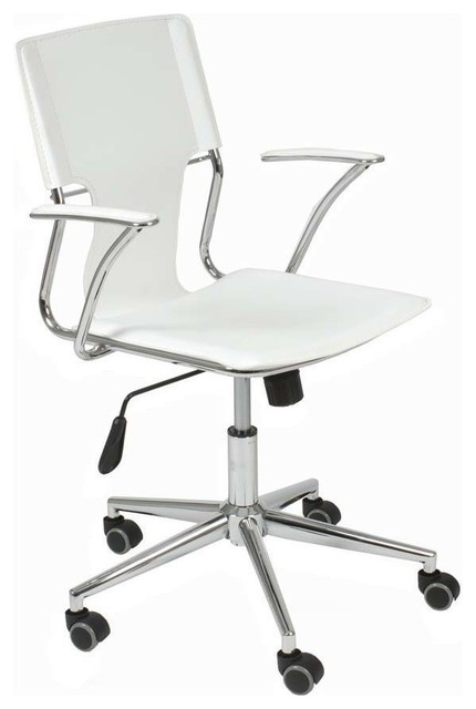 Eurostyle Terry Swivel Office Chair In White Leatherette Chrome Eurostyle Terry Swivel Office Chair In White Leatherette Chrome Chairs