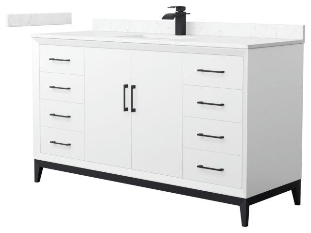 Amici 60 Inch Bathroom Vanity, Carrara Cultured Marble Countertop ...